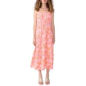 Social Standard by Sanctuary Ladies Smocked, Floral Pink and Orange Dress